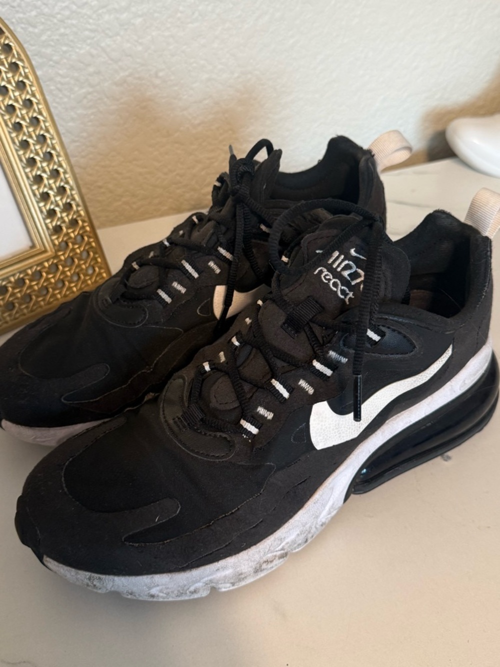 Nike Black and White Women's Air 270 react Sneakers